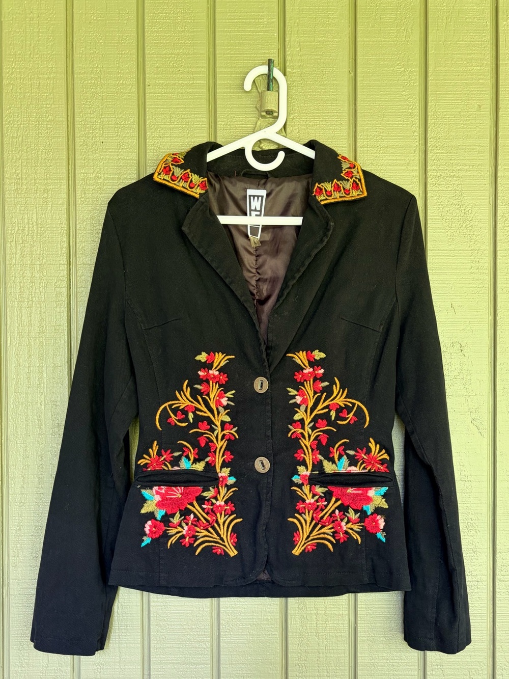 Paparazzi by Biz Embroidered Black Boho Blazer M/L (Runs Small)